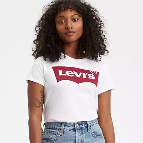 Levi’s Logo Graphic Perfect Tee (Red and White) - X-Small - Picture 1 of 3